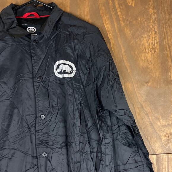 Ecko Unltd Mens Jacket Black White Y2K Windbreaker Snap Button Long Sleeve M - Picture 5 of 12